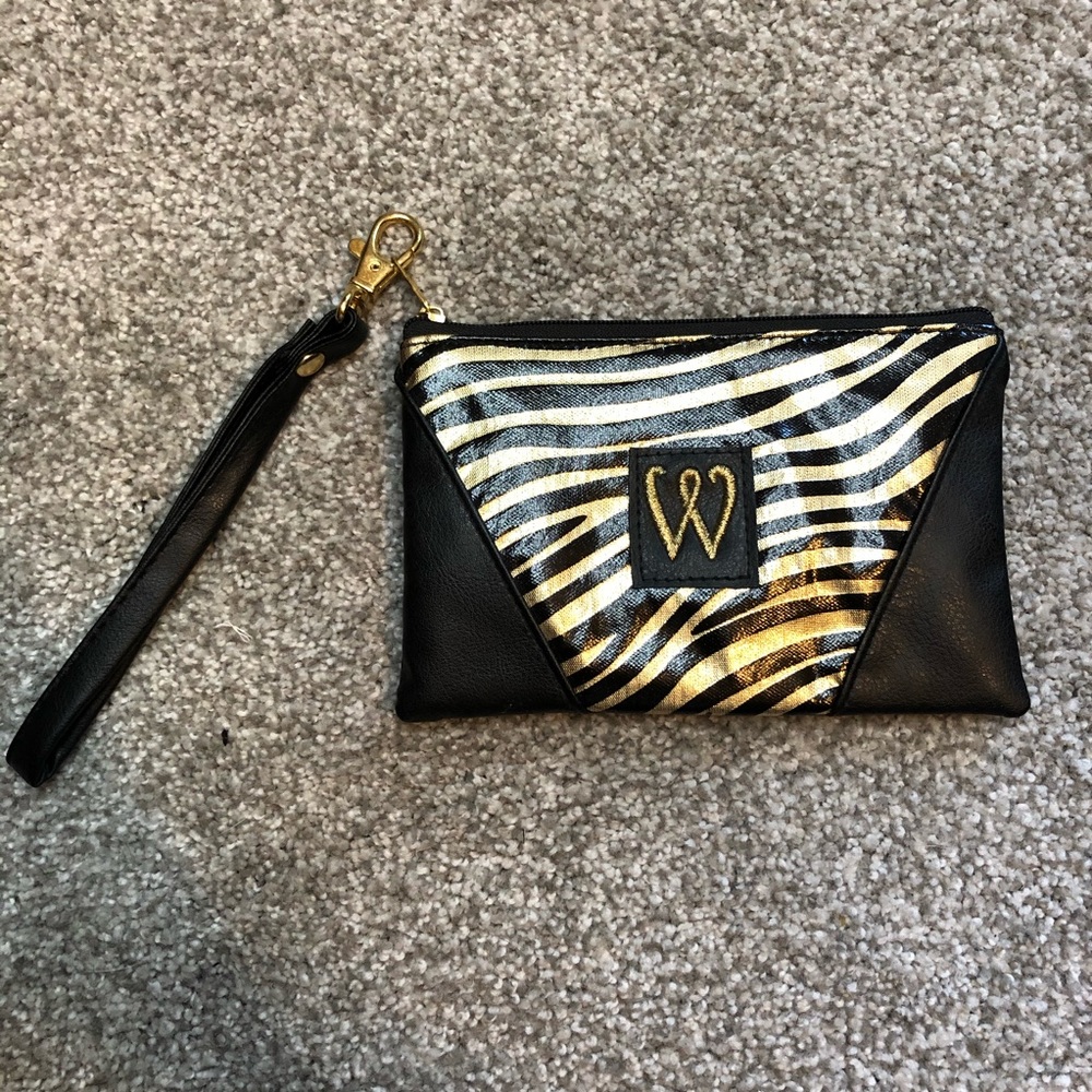 Gold & Black Zebra Wristlet w/W Embroidery